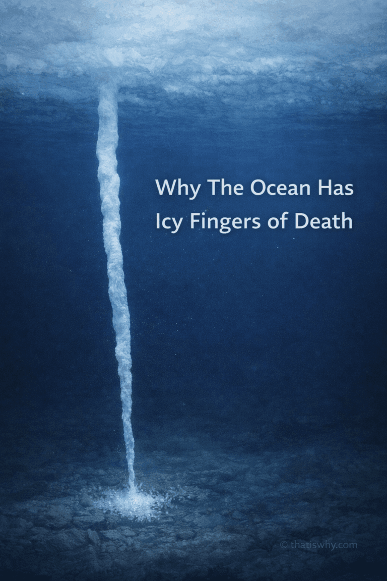 Brinicle forming beneath Antarctic sea ice as super-cold salty water sinks and freezes the ocean below.