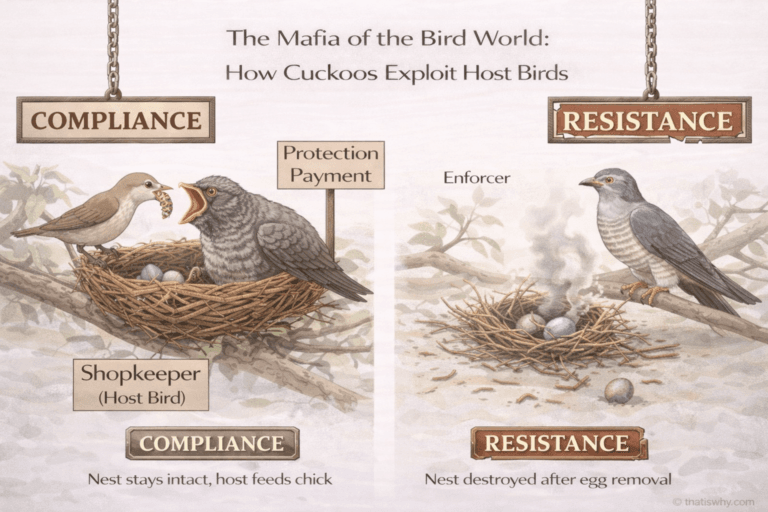 Diagram illustrating the mafia hypothesis where cuckoos punish birds that reject their eggs
