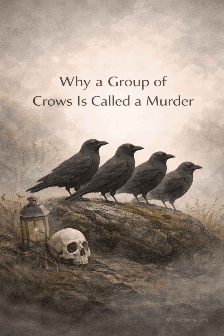 Illustration of crows representing the origin of the term “a murder of crows”