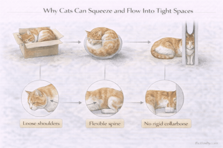 Diagram showing how cats change shape to fit into boxes and containers like a liquid